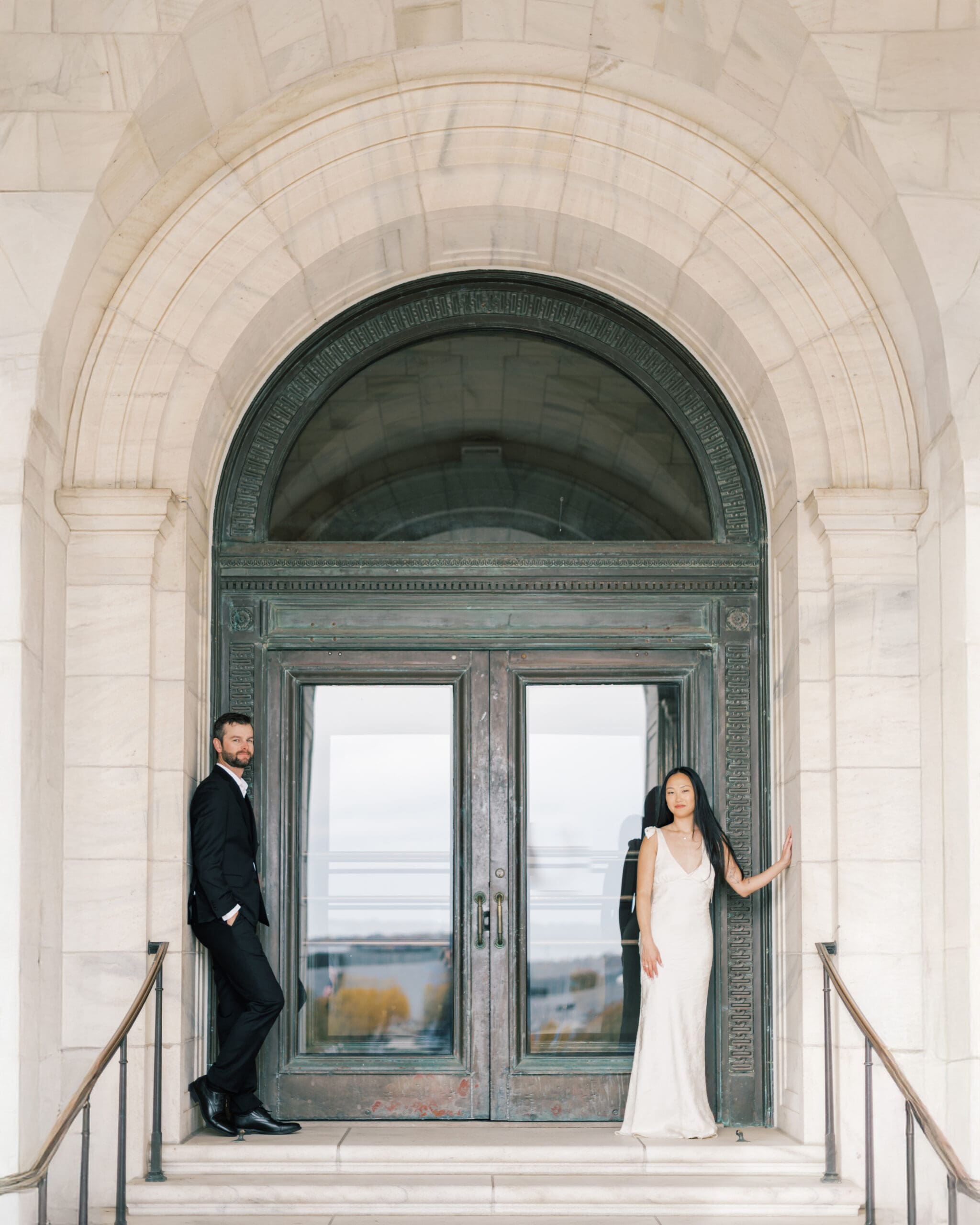 timeless engagement photo taken at the minnesota state capital building